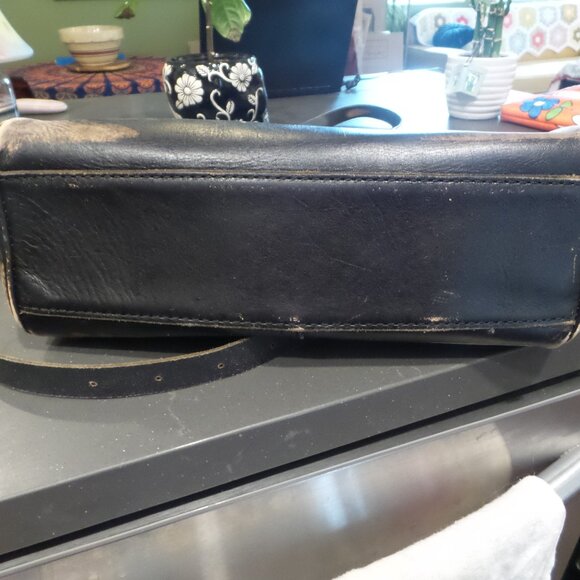 FOSSIL HEAVY GLOVE EATHER DARK BROWN DISTRESSED LG TOTE BAG - Picture 7 of 7